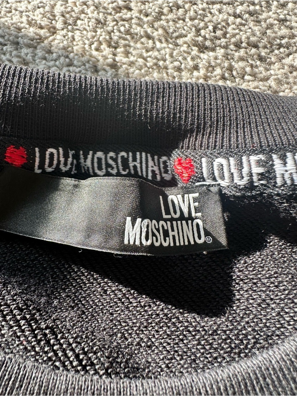 Love Moschino Black Sweatshirt Dress with Red Sequin Heart Black Size 4 - Picture 5 of 11